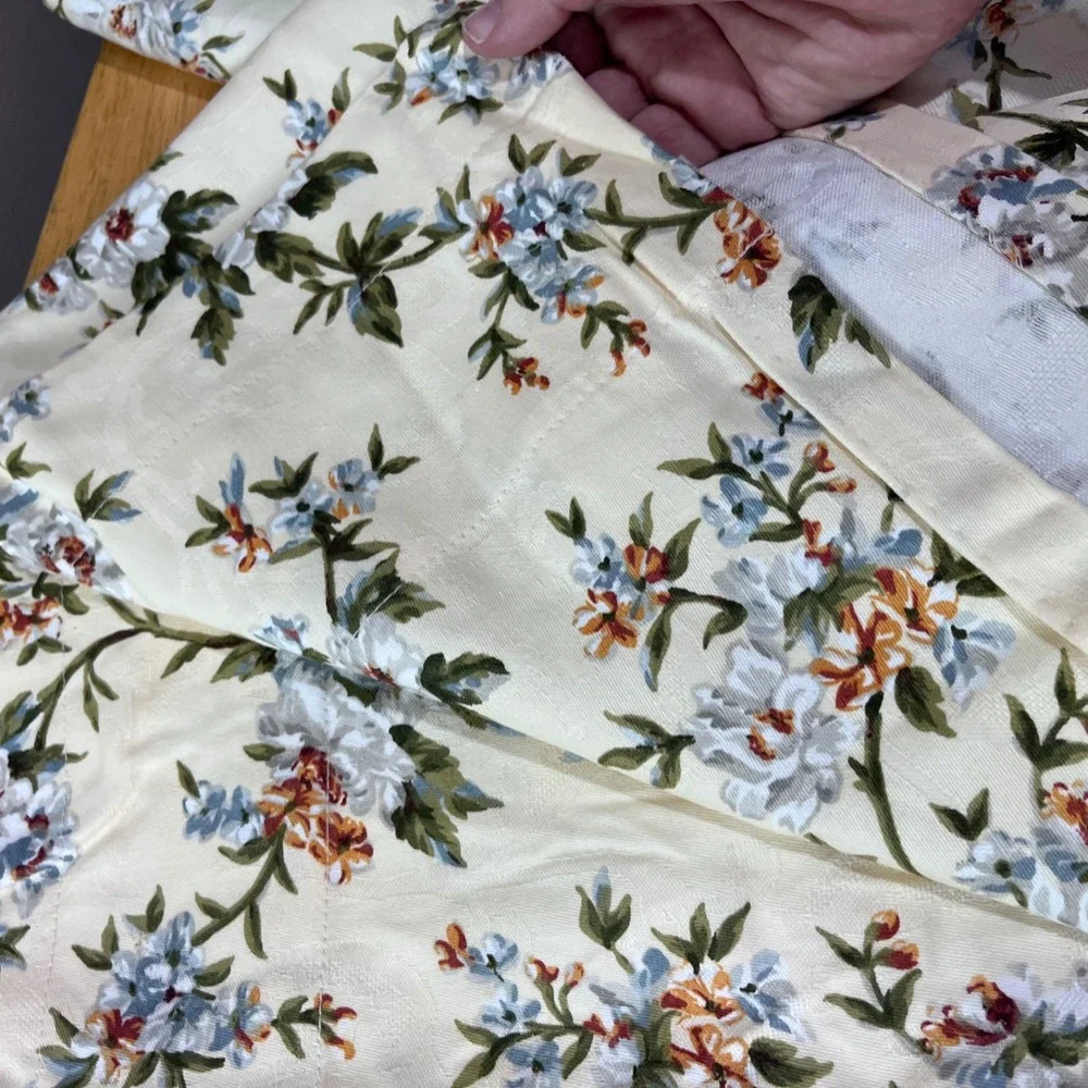 Vtg Waverly Garden Room Williamsburg Flower Damask (2) Panels 42x82 Cottagecore‎